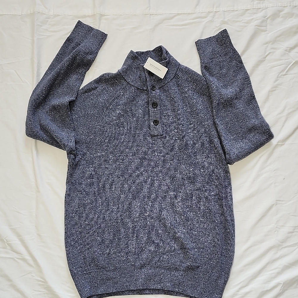 Banana Republic Men's Heathered Blue Turtleneck Sweater